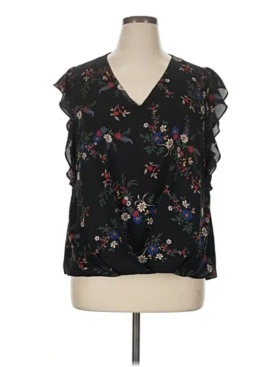 Pre-owned Vince Camuto Short Sleeve Blouse In Black