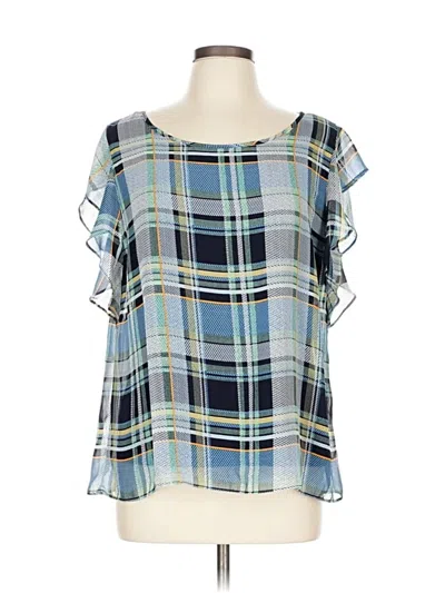 Pre-owned Vince Camuto Short Sleeve Blouse In Blue