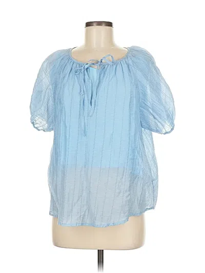 Pre-owned Vince Camuto Short Sleeve Blouse In Blue