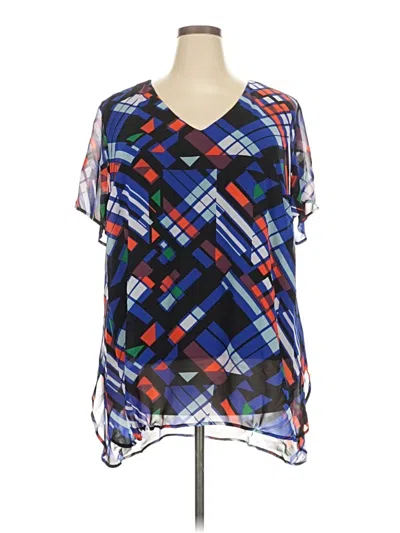 Vince Camuto Short Sleeve Blouse In Blue