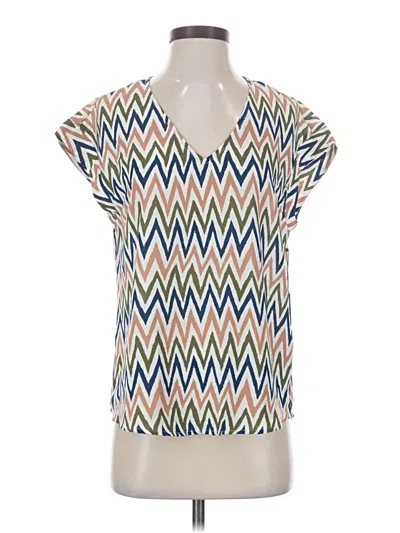 Pre-owned Vince Camuto Short Sleeve Blouse In Blue