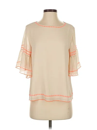 Pre-owned Vince Camuto Short Sleeve Blouse In Brown