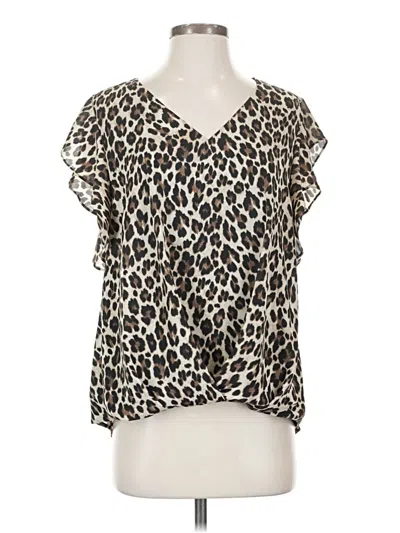 Pre-owned Vince Camuto Short Sleeve Blouse In Brown