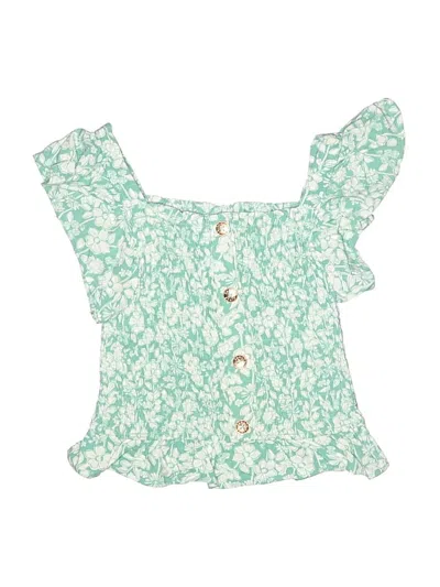 Pre-owned Vince Camuto Kids' Short Sleeve Blouse In Green