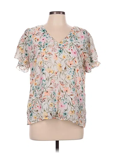 Pre-owned Vince Camuto Short Sleeve Blouse In Ivory