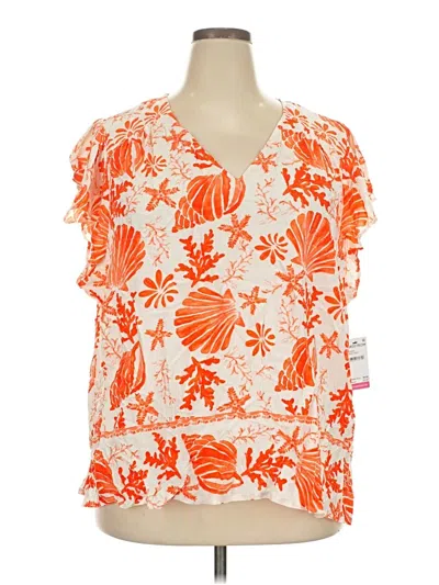 Vince Camuto Short Sleeve Blouse In Orange