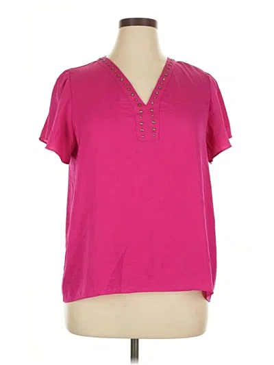 Pre-owned Vince Camuto Short Sleeve Blouse In Pink