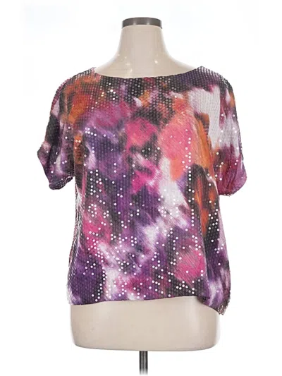 Pre-owned Vince Camuto Short Sleeve Blouse In Purple