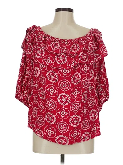 Pre-owned Vince Camuto Short Sleeve Blouse In Red
