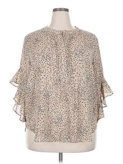 Pre-owned Vince Camuto Short Sleeve Blouse In Tan