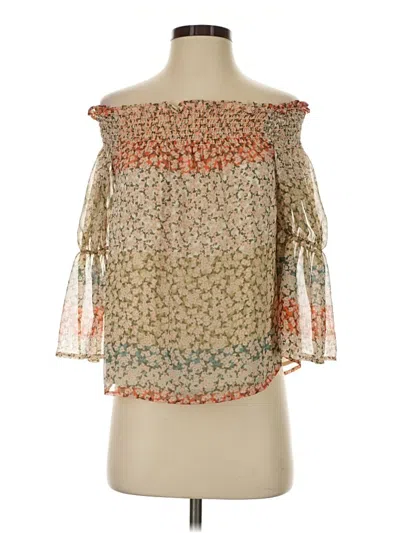 Pre-owned Vince Camuto Short Sleeve Blouse In Tan