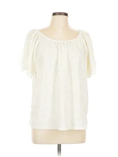 Pre-owned Vince Camuto Short Sleeve Blouse In White