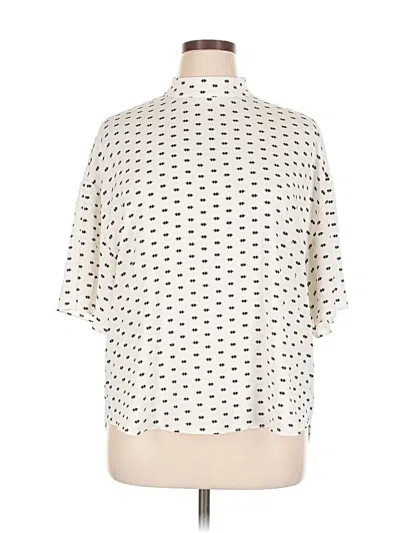 Pre-owned Vince Camuto Short Sleeve Blouse In White