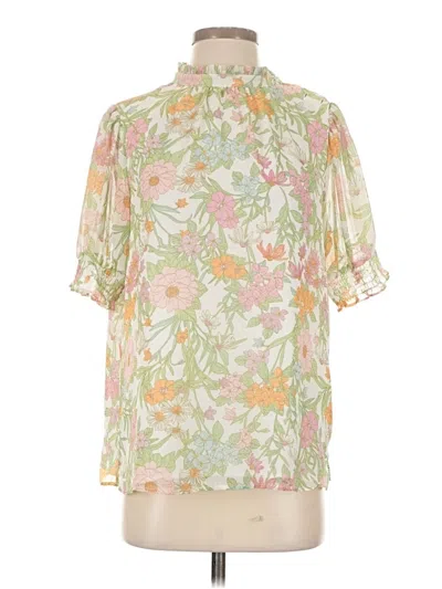 Pre-owned Vince Camuto Short Sleeve Blouse In White