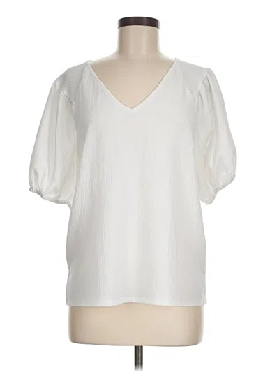 Pre-owned Vince Camuto Short Sleeve Blouse In White