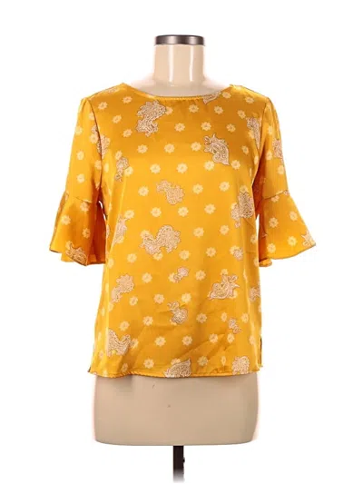 Pre-owned Vince Camuto Short Sleeve Blouse In Yellow