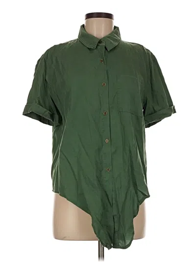 Pre-owned Vince Camuto Short Sleeve Button Down Shirt In Green