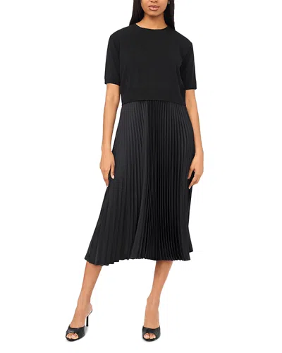Vince Camuto Short Sleeve Dolman Sweater & Pleated Slip Dress In Black