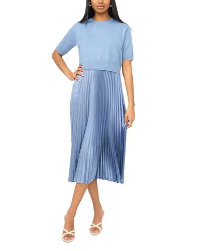 Vince Camuto Short Sleeve Dolman Sweater & Pleated Slip Dress In Blue