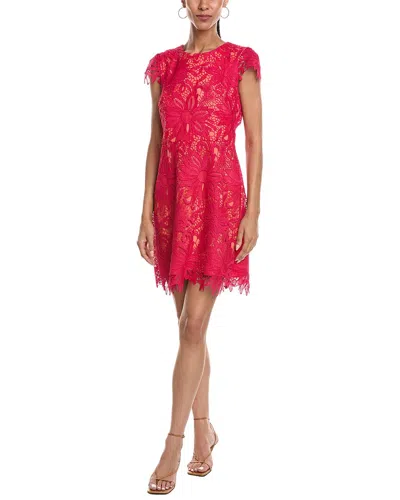 Vince Camuto Short Sleeve Embellished Mini Dress In Red