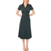 Vince Camuto Short Sleeve Faux Suede Midi Shirtdress In Green