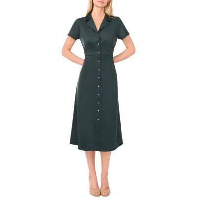 Vince Camuto Short Sleeve Faux Suede Midi Shirtdress In Green