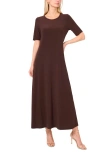 Vince Camuto Short Sleeve Maxi Dress In Brown