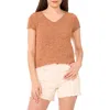 Vince Camuto Short Sleeve Organic Cotton Blend Sweater In Brown