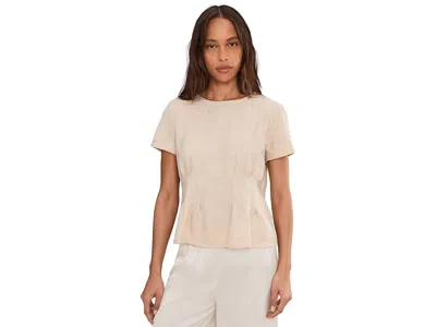 Vince Camuto Short Sleeve Pleated Waist Blouse In Neutral