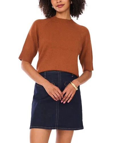 Vince Camuto Short Sleeve Raglan Mock Neck Sweater In Brown