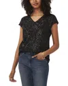 Vince Camuto Sequin Cap Sleeve Top In Rich Black