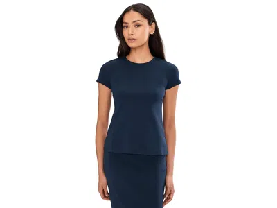 Vince Camuto Short Sleeve Shirt With Keyhole Back In Blue