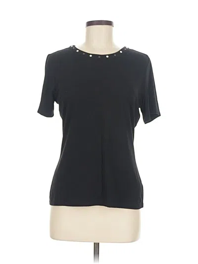 Pre-owned Vince Camuto Short Sleeve Top Black Keyhole Neckline Tops