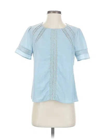 Pre-owned Vince Camuto Short Sleeve Top Blue Keyhole Neckline Tops