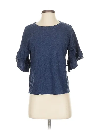 Pre-owned Vince Camuto Short Sleeve Top Blue Keyhole Neckline Tops