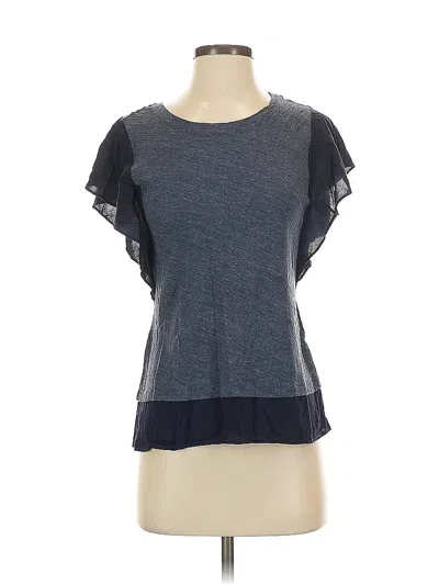 Pre-owned Vince Camuto Short Sleeve Top Gray Ruffles Neckline Tops