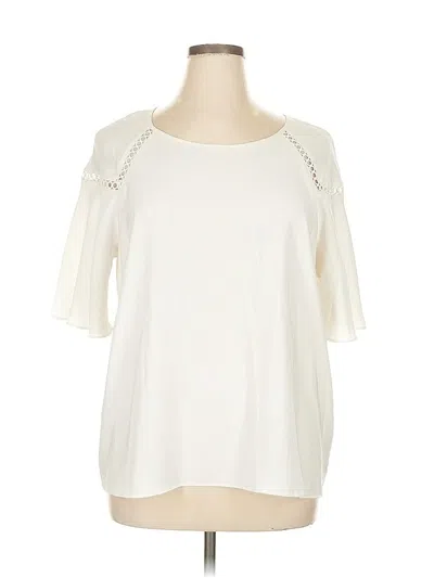 Pre-owned Vince Camuto Short Sleeve Top Ivory Cold Shoulder Neckline Tops In White