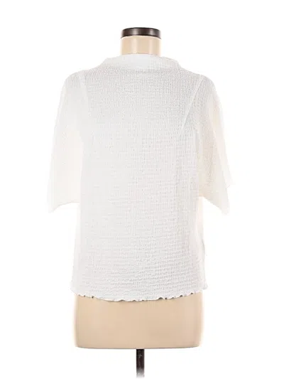 Pre-owned Vince Camuto Short Sleeve Top Ivory Mock Neckline Tops In White