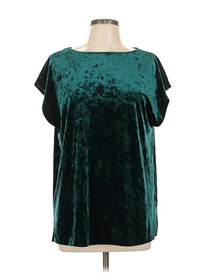 Pre-owned Vince Camuto Short Sleeve Top Teal Cold Shoulder Neckline Tops In Blue