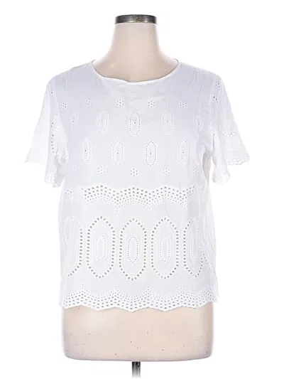 Pre-owned Vince Camuto Short Sleeve Top White Keyhole Neckline Tops
