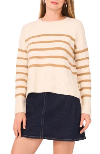 Vince Camuto Side Slit Stripe Sweater In Brown