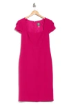 Vince Camuto Signature Cap Sleeve Stretch Crepe Sheath Dress In Pink