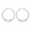 VINCE CAMUTO SILVER-TONE CLEAR GLASS STONE HOOP EARRINGS