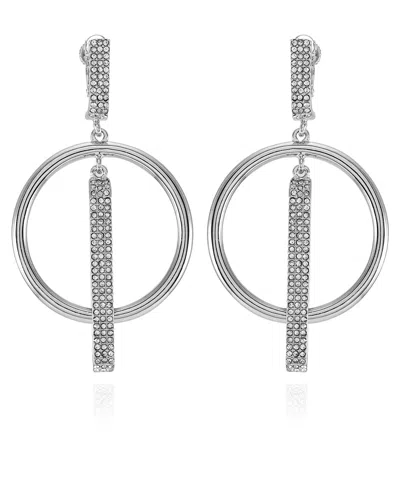 Vince Camuto Silver-tone Clip On Hoop Drop Earrings