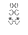 Vince Camuto Silver-tone Cuff Huggie Hoop Cuff Earrings Trio Set In Silver