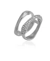 Vince Camuto Silver-tone Glass Stone Double Band Ring, Size 7 In Silver