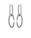 Vince Camuto Silver-tone Glass Stone Double Link Oval Hoop Drop Earrings In Silver