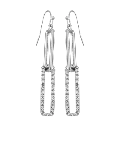 Vince Camuto Silver-tone Glass Stone Linear Link Drop Earrings