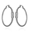Vince Camuto Silver-tone Glass Stone Link Hoop Earrings In Silver