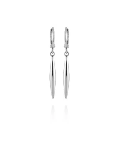 Vince Camuto Silver-tone Spear Dangle Huggie Hoop Drop Earrings